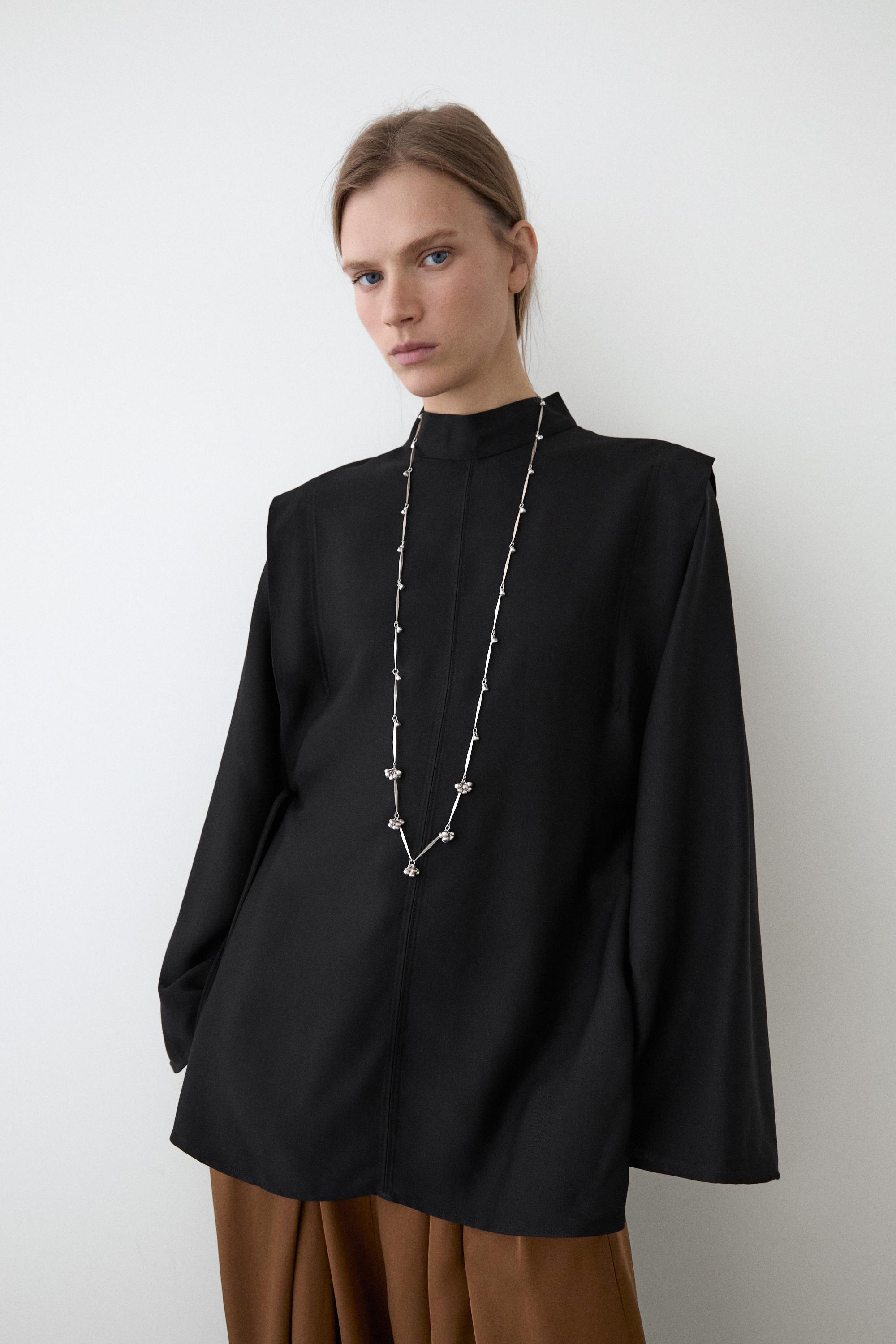 Mock turtleneck shirt with tie details